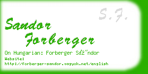 sandor forberger business card